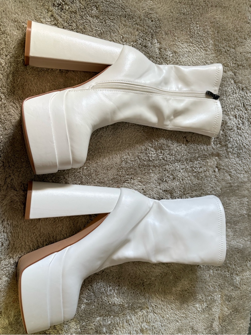 SHEIN White Platform Block Heel Ankle Boots